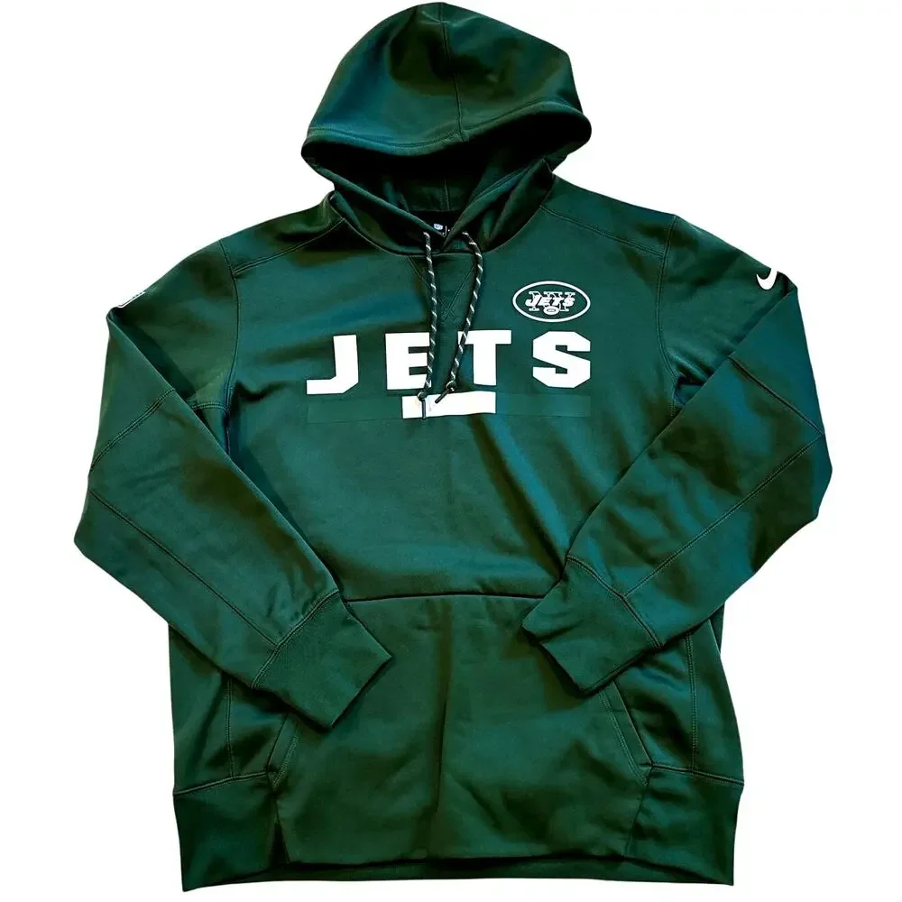 Nike New York Jets Hooded Sweatshirt Mens Sz Large Green Hoodie Performance NFL